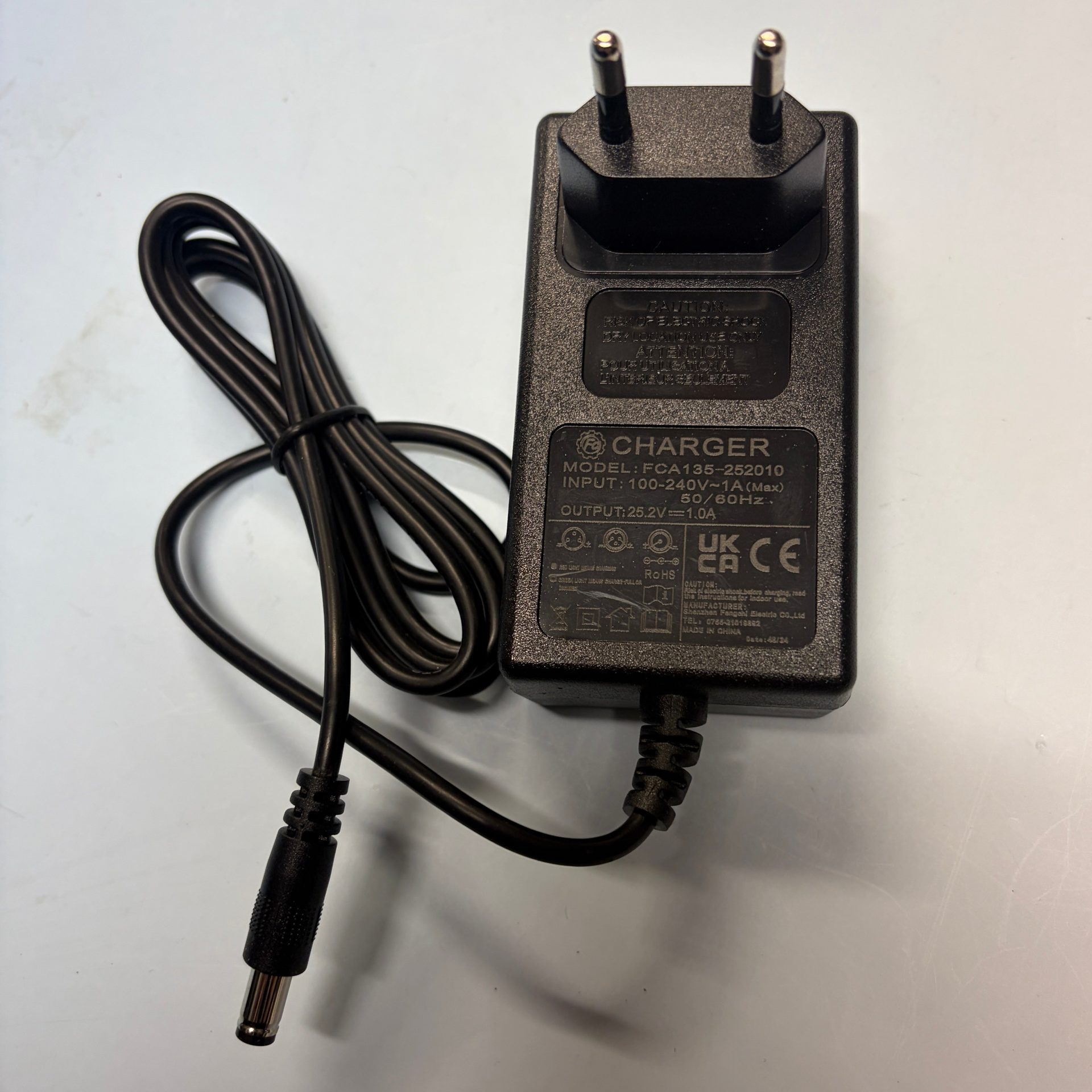 25.2V 1A charger 2 pin for kids scooter